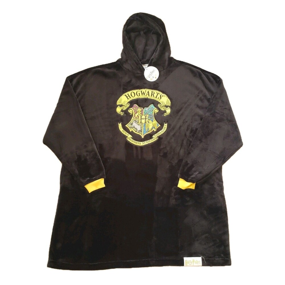 NWT Harry Potter Hogwarts Crest Oversized Wearable Blanket Hoodie Black One Size